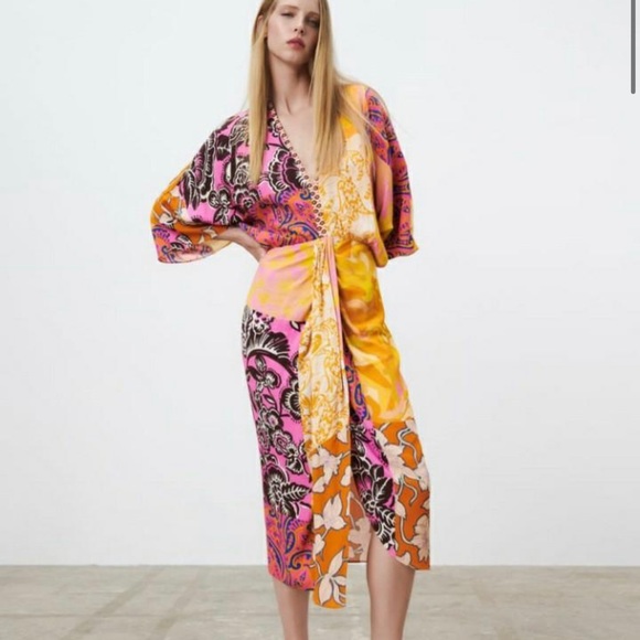 NWT Zara Patchwork MIDI Dress - Picture 1 of 5
